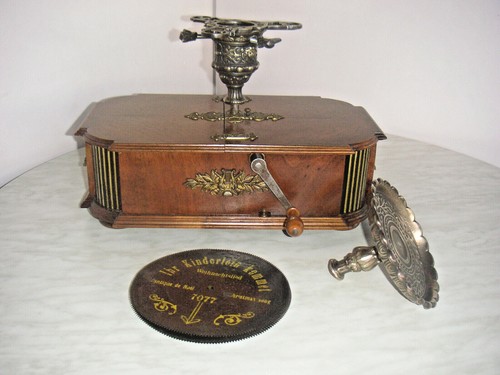 Antique Christmas Kalliope Tree Stand + Fruit Dish Music Box Automaton Federbaum