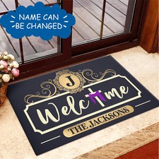 Cross Welcome Personalized Doormat Christian