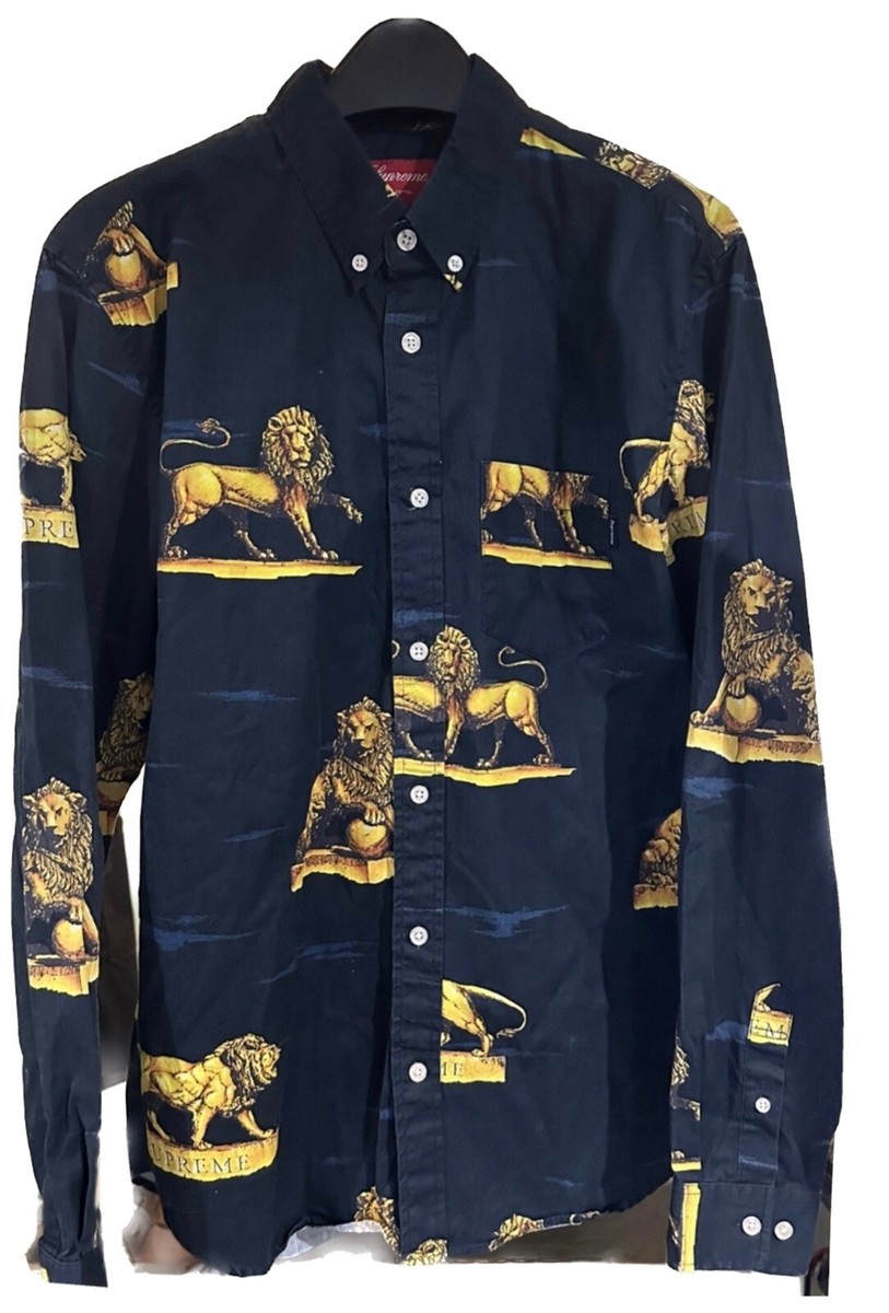 supremeシュプリームライオン Rare Vintage Supreme Golden Lions Button Up Down Size M | eBay