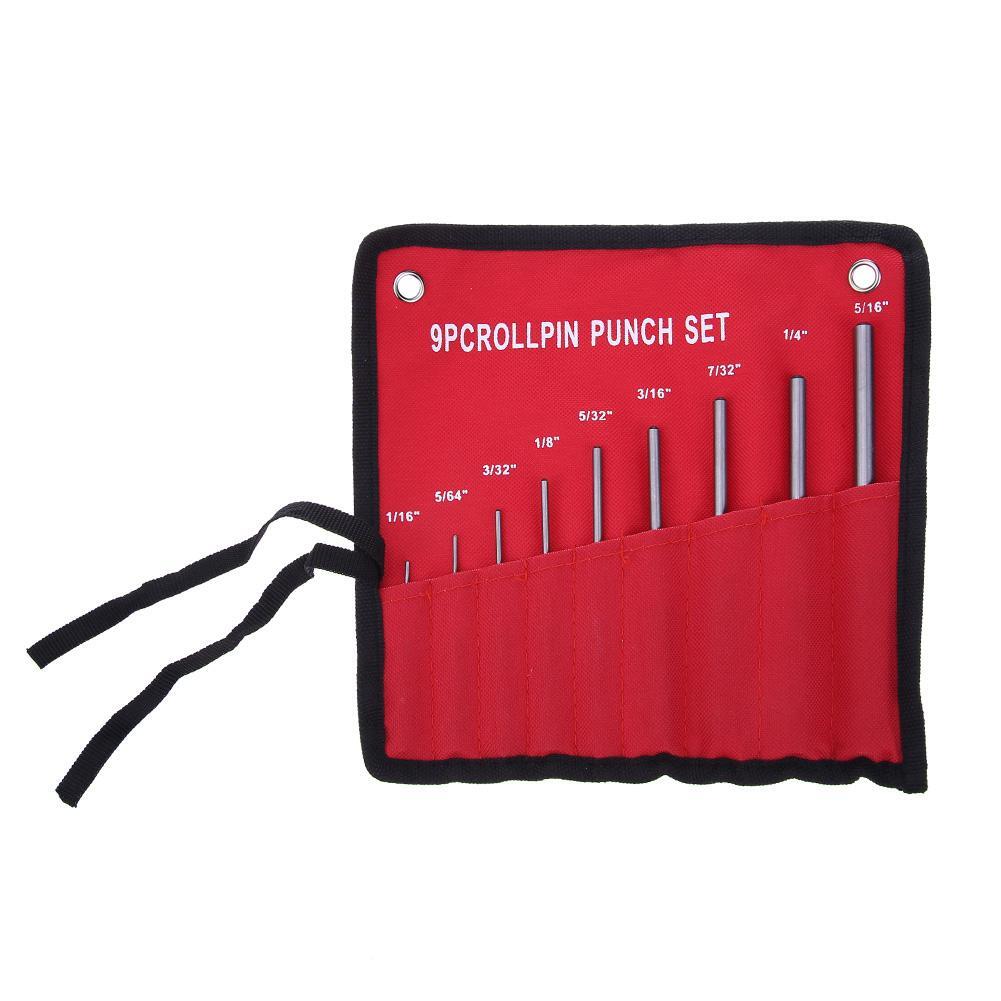 9pcs Multi Size Round Head Pins Set Punch Steel Grip Roll Pins Punch