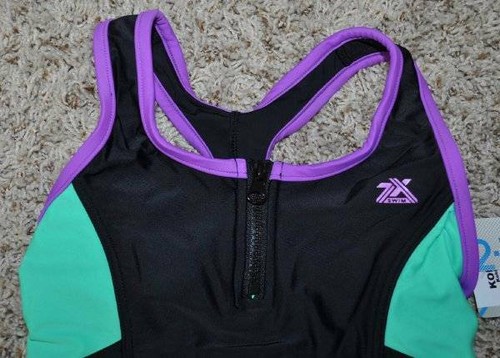 Girls Swimsuit ZeroXposur 1 Pc Purple Bathing Suit & Skirt Swim Set $50-sz 7 - Picture 6 of 8