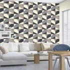Rasch Club Abstract Stitched Leather Blue White Grey Geometric Wallpaper 419207
