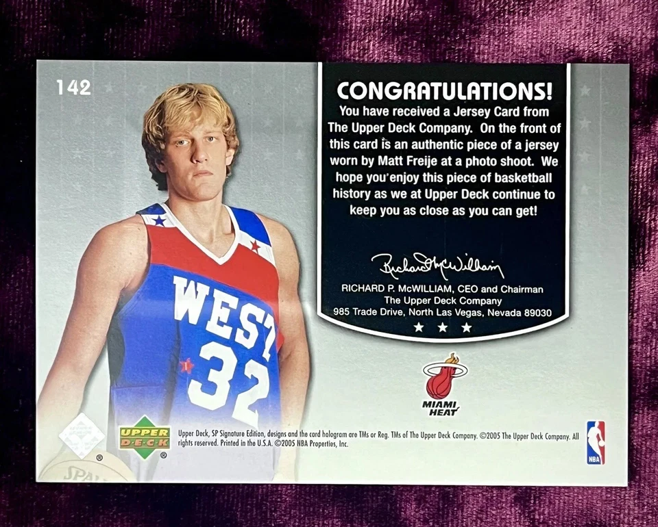 Matt Freije 2004 SP Signature Throwback Jersey RC /499 MINT Rookie Mitchell Ness - Image 2 of 2