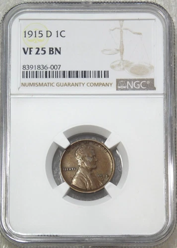 1915-D Lincoln Cent NGC VF25BN Nice Luster Just Graded Brand New Holder #DSh21