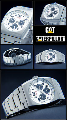  CAT Herrenuhr GRIPPER III mit Kalender komplett Edelstahl 10 Bar weiß R3 149