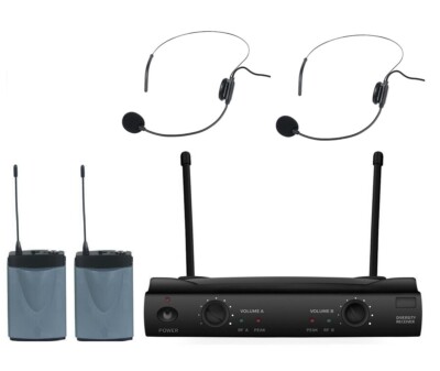 UHF Wireless Dual Headset System with Two Headworn Mics for Church Performance
