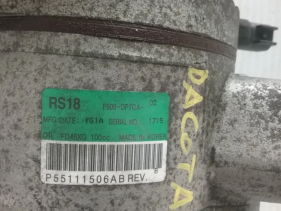 Dodge Dakota 2004-2007 compresor de aire acondicionado F500-DP7GA 3,7 L 6 cilindros Foto 2 de 4