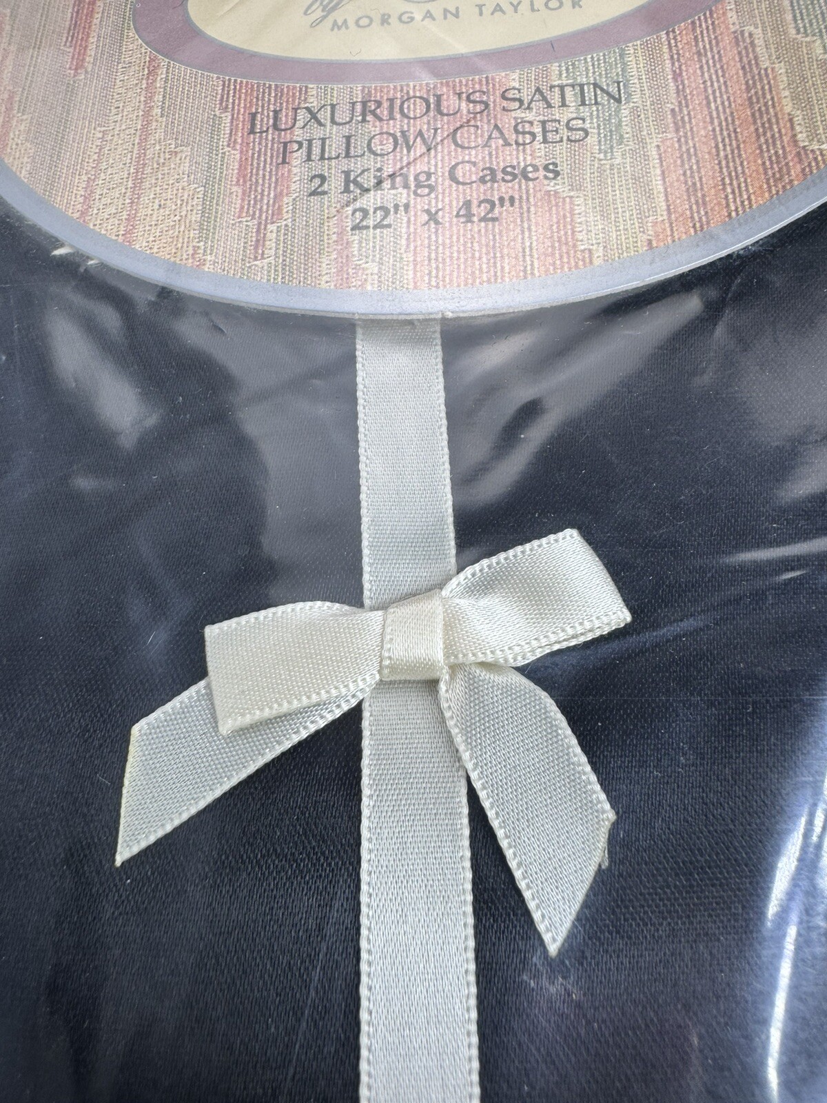 Black Satin KING Pillowcases Fantasies By Morgan Taylor Sealed NOS VTG