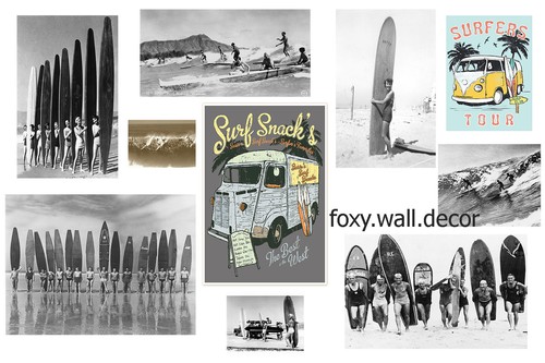 old surfing surf photo print art black white boards Vintage beach australia - Picture 2 of 5