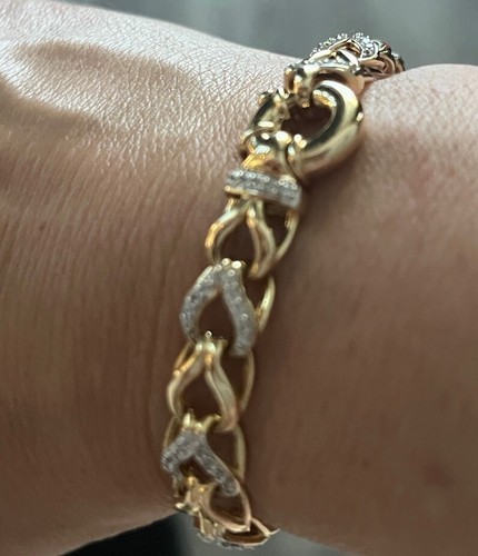 ANGUS & COOTE 9ct Yellow Solid Gold Bracelet 19cm Cubic Zirconia 20g NEW - Picture 2 of 11