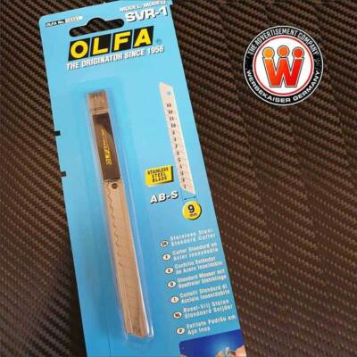 Olfa SVR-1 Cutter Messer Edelstahl 9mm 58° Edelstahlklinge Autolock Blister