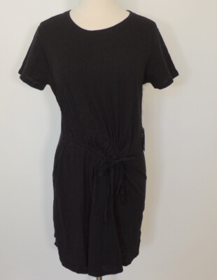 Kinley M Black T-Shirt Dress Ruched NEW Tee Shirt 100% Cotton
