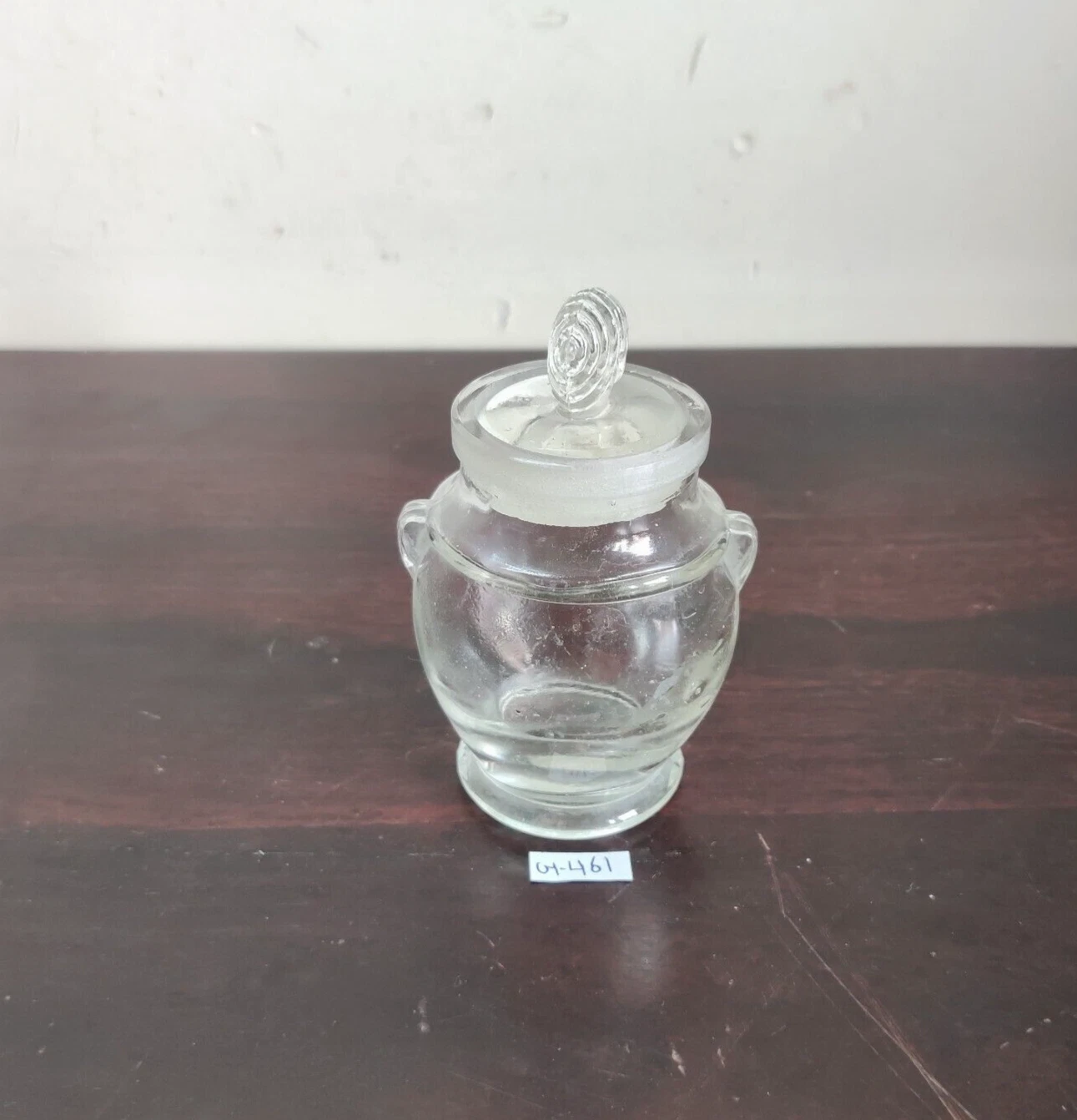 Vintage Original Old Clear Glass Jar Pot With Lid Rare Decorative Props G461