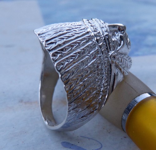 Anillo con Cabeza De Indio 925 Ring Plata de Ley - Imagen 4 de 4