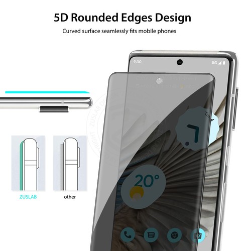 For Google Pixel 7 Pro ZUSLAB Anti-Spy Privacy Tempered Glass Screen Protector - Photo 6 sur 11