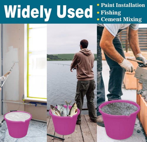 7 x 14L Plastic Bucket For Kitchen Garden Pet Feeding Laundry Storage - Pink - Picture 11 of 14