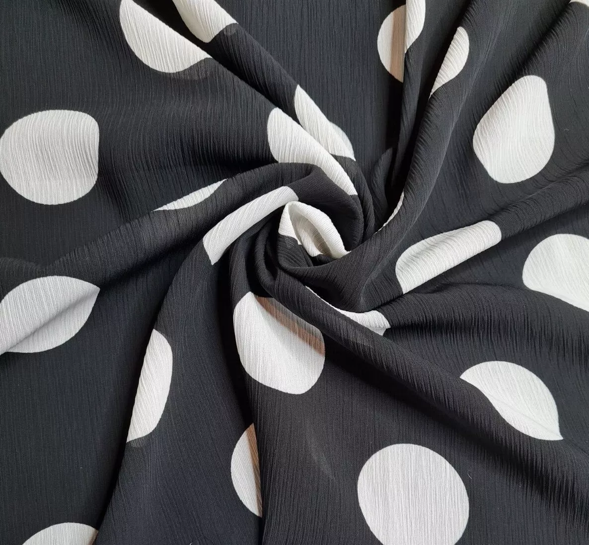 Black and white polka sales dot chiffon fabric