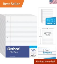 Bulk Wide Ruled Filler Paper - 8x10.5 Inches, 500 Sheets for Notebooks