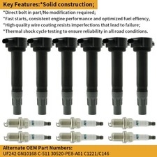 6pc Ignition Coil Spark Plug For C1522 UF502 ...