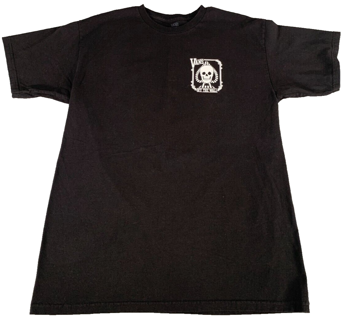 Vans Off The Wall Skull Ace Graphic T-Shirt Men's Large Black Skate Tee 5229