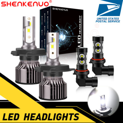 4pc H4/9003 9006 For Toyota Sequoia 2001-2007 Combo LED Headlight Kit Hi/Lo & Fog Light White Bulbs - Foto 8