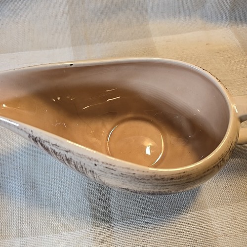 MCM Hand-painted BARKWOOD Gravy Boat Vernonware Sauce Mid Century Glaze USA - Picture 3 of 6
