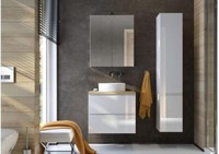 Bathroom Vanity Unit with Ceramic Basin – Wall Hung Storage Cabinet, Soft-Close