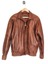 MONTANA BROWN SOFT REAL LEATHER JACKET == MENS SMALL