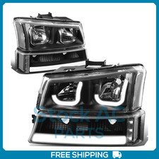 Headlights Black J-halo Led Drl Bumper Lamps For 2003-2007 Silverado Avalanche