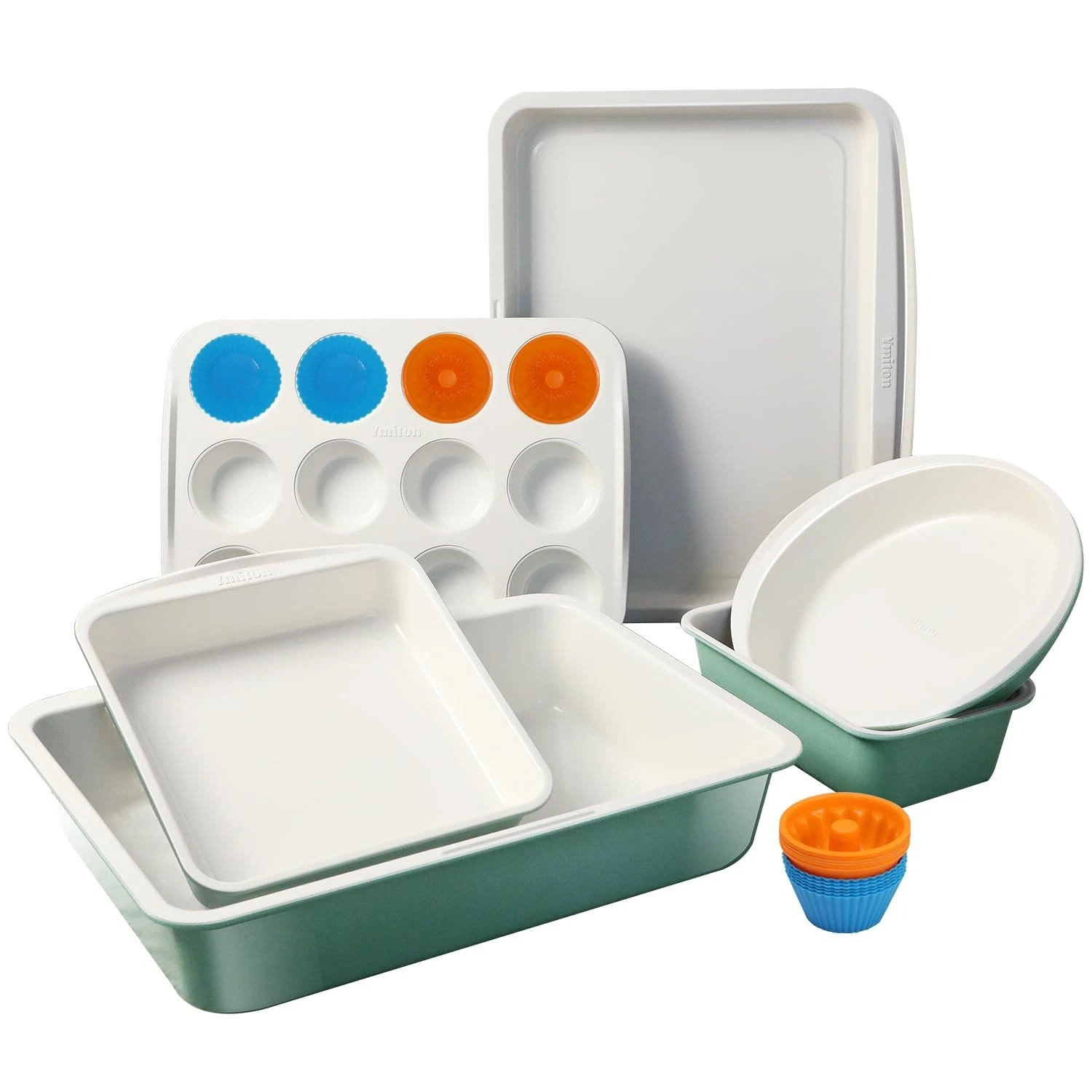 Ceramic Nonstick Baking Pans Set, Non Toxic 30 PCS Stackable Bakeware Sets, 5...
