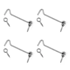 4 Sets 5" Heavy Duty Zinc Plated Steel Hook & Eye Door Cabin Latch Farm Barn