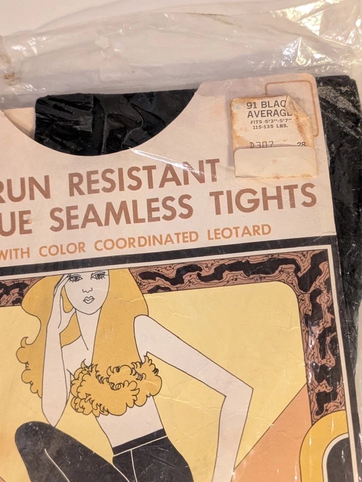 Винтажные черные непрозрачные колготки M/L Montgomery Ward новые нераспакованные колготки ретро 70-е - Изображение 3 из 4
