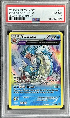 2016 Pokemon XY Gyarados Ancient Origins Full Art Holo #21/98 (PSA 8)