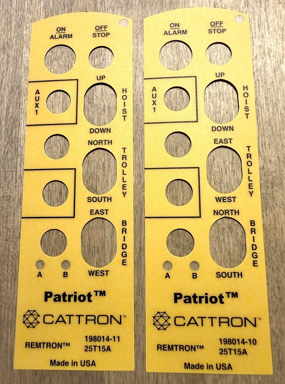 NEW REMTRON / CATTRON 25T15A-25T11A RADIO CONTROL TRANSMITTER LABEL SET