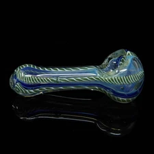 Handmade Green Color Changing Weave Smoking Bowl Glass Pipe 3.5" - US Seller