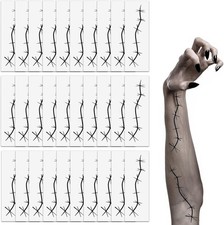  Free Duty Tax FUEAWIM 30 Sheets Halloween Stitches Temporary Tattoos, Blac