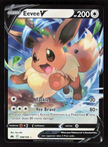 Pokemon Eevee V 108/159 V Rare Holo Crown Zenith (NM)