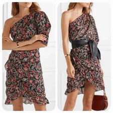 Isabel Marant Etoile Esther One Shoulder Floral Ruffled Dress Size 44