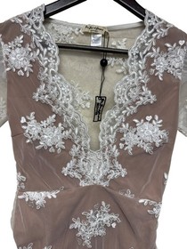 For Love & Lemons Skivvies Bodysuit XS NWT Sheer Lace Embroidered Nude Ivory NEW