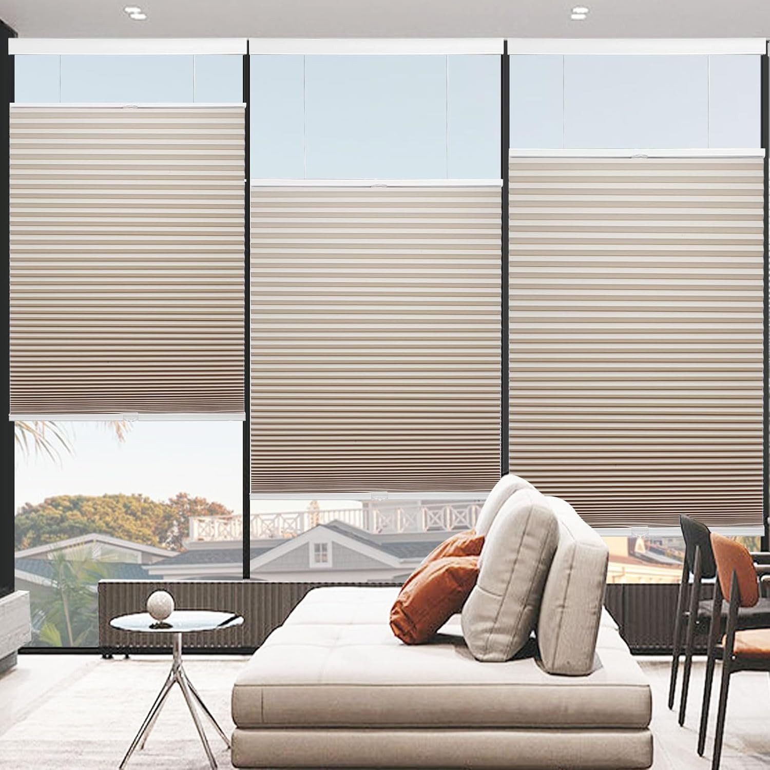 Top down Bottom up Cordless Cellular Shades Blackout Blinds for Indoor Windows -