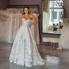 Sweetheart Sleeveless Satin With Lace Skirt A-Line Bride Dress Backless Zipper