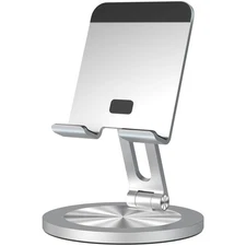 360 Rotating Phone Stand for Desk, Dual-Adjustable Foldable Aluminum Desktop ...