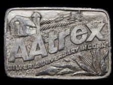 LG17166 VINTAGE 1980s  SILVER ANNIVERSARY IN CORN AATREX  FARMING BELT BUCKLE
