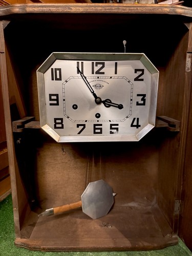 Antique Girod French Art Deco Regulator Wall Clock, Westminster Chimes - Picture 10 of 11
