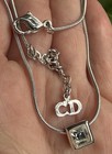 CHRISTIAN DIOR signed silver tone crystal pendant Necklace Vintage Jewelry — photo 1
