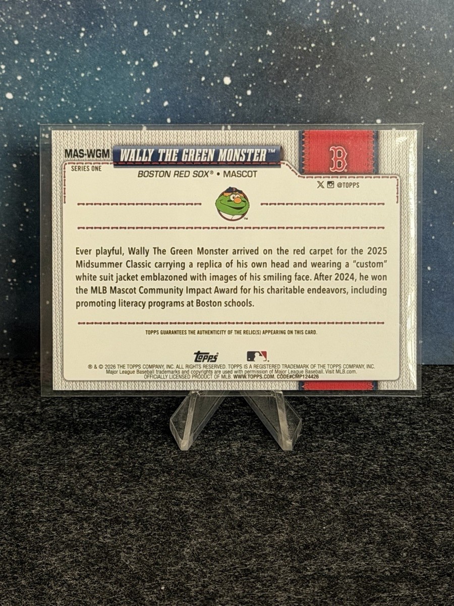 2026 Topps Celebration Mascot Relic #MAS-WGM Wally The Green