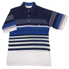 Vintage Men  s golf shirt Arnold Palmer royal blue navy and white stripes Medium