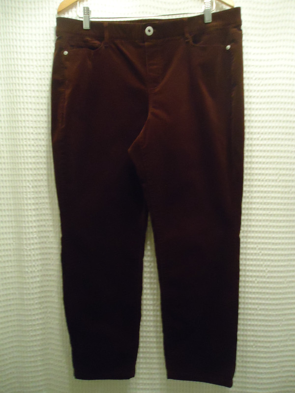 J. JILL L Petite Rich Chocolate Brown Velvet Corduroy Straight Leg Pants Slacks