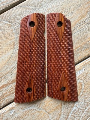1911 Cocobolo Wood Grips Government Full Size Magwell Colt - Double Diamond