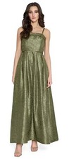 Tahari ASL Women's Sleeveless Ball Gown rich olive hue Size 14 Square Neck